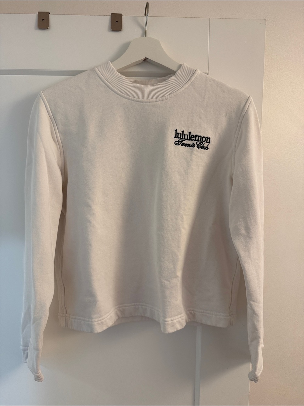lululemon athletica White Crew Sweatshirt with Embroidered Logo